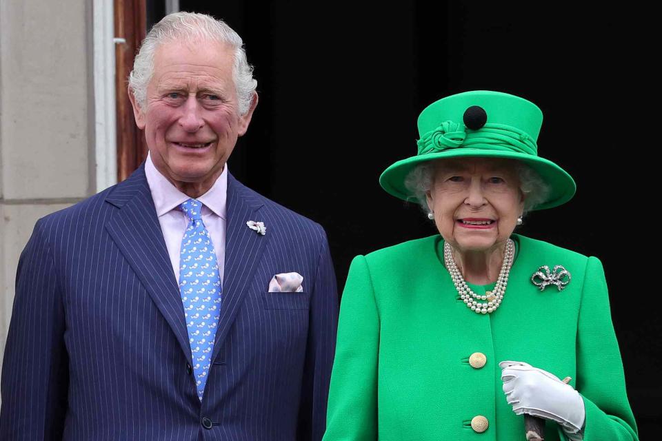 <p>Chris Jackson/Getty</p> Queen Elizabeth and then-Prince Charles during the Platinum Jubilee in June 2022.