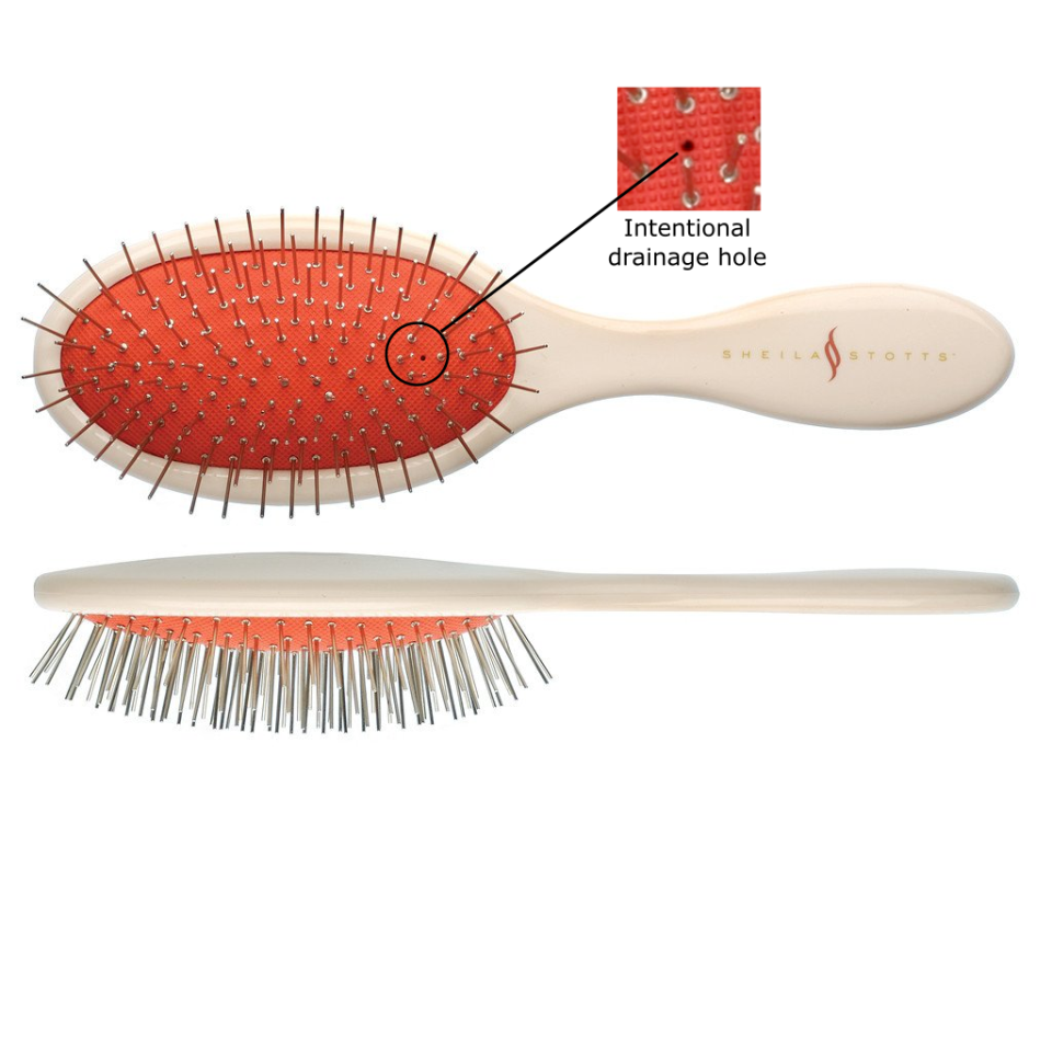 <p><strong>Sheila Stotts</strong></p><p>sheilastotts.com</p><p><strong>$39.00</strong></p><p><a href="https://sheilastotts.com/products/sheila-stotts-untangle-brush" rel="nofollow noopener" target="_blank" data-ylk="slk:Shop Now;elm:context_link;itc:0;sec:content-canvas" class="link ">Shop Now</a></p><p>A favorite of Wiley and Ellis, this brush can be used on both wet and dry hair, and it's great for all types of hair. It has a drainage hole if you opt to use it in the shower, and it doesn't catch on extensions.</p><p><strong>Rave Review: </strong>"I love that it has a drainage hole so that you can use it in the shower with masks or treatments. It's also my go to detangle brush and scalp massage brush." <em>—Jamie Wiley, hairstylist</em><br></p>