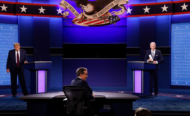 U.S. President Donald Trump and Democratic presidential nominee Joe Biden participate in their first 2020 presidential campaign debate in Cleveland