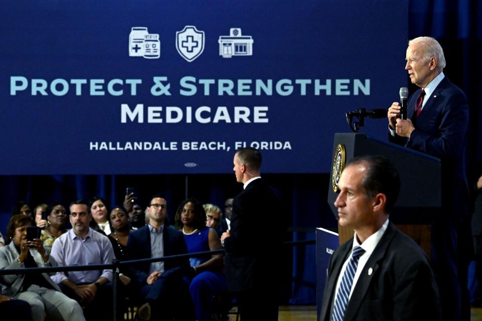 US President Joe Biden speaks about protecting Social Security and Medicare and lowering prescription drug costs, at OB Johnson Park Community Center in Hallandale Beach, Florida, on November 1, 2022. (Photo by Jim WATSON / AFP) (Photo by JIM WATSON/AFP via Getty Images)