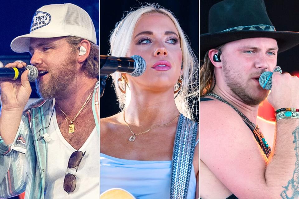 Ernest performs on the Next From Nashville stage during the Watershed Country Music Festival at Gorge Amphitheatre on July 29, 2022 in George, Washington. (Photo by Mat Hayward/Getty Images) Megan Moroney performs at Michigan Lottery Amphitheatre on September 09, 2022 in Sterling Heights, Michigan. (Photo by Scott Legato/Getty Images); Music Singer-Songwriter Jackson Dean performs onstage during day 3 at the 2022 Tortuga Music Festival on April 10, 2022 in Fort Lauderdale, Florida. (Photo by Jason Koerner/Getty Images)