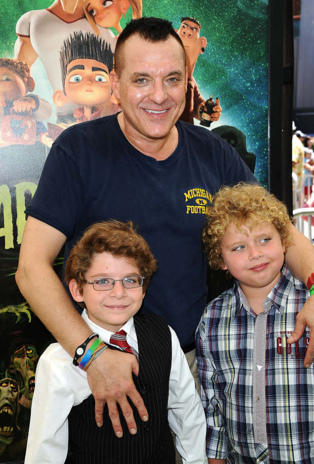 Tom Sizemore and sons Jagger Sizemore and Jayden Sizemore attend the premiere of "Paranorman" at AMC CityWalk Stadium 19 at Universal Studios Hollywood on Aug. 5, 2012, in Universal City, California.<p>Jason LaVeris/FilmMagic</p>