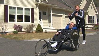 Dick Hoyt pushed his son Rick in countless races / Credit: CBS Boston