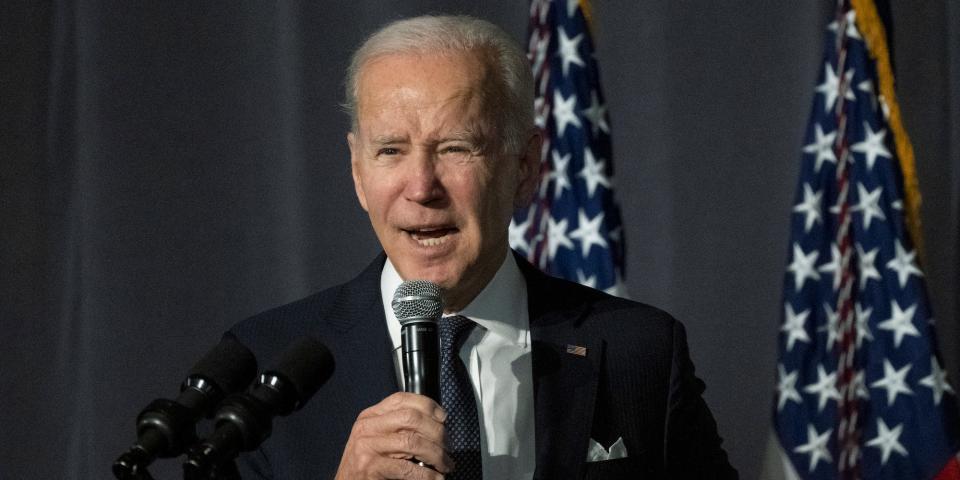 President Joe Biden speaks at the National Action Network's Martin Luther King, Jr. Day breakfast in Washington D.C. on January 16, 2023.