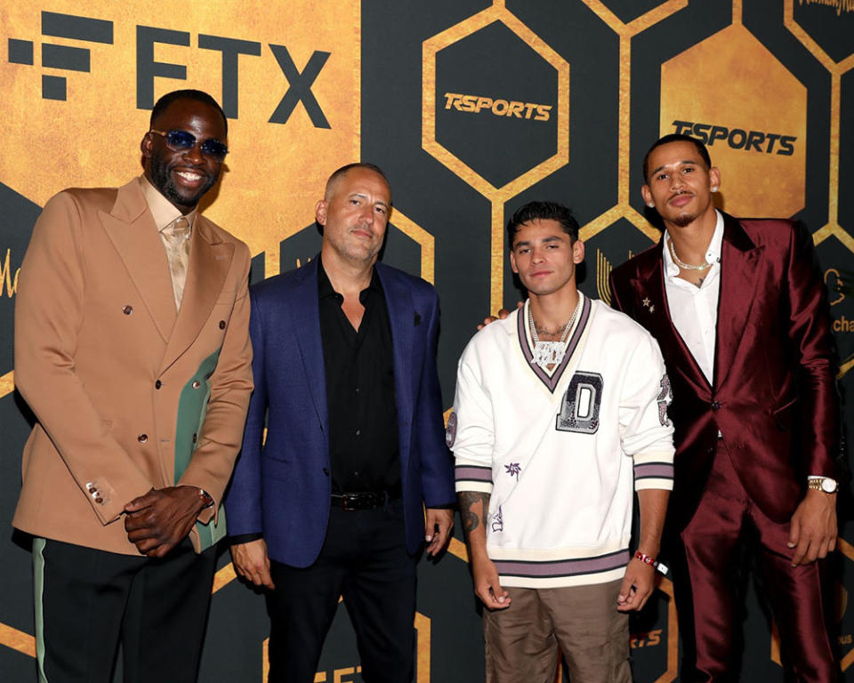 Draymond Green, David Spencer, president and Co-CEO of Talent Resources Sports; Ryan Garcia; and Juan Toscano-Anderson. Offered Spencer: “Stephen and I met in 2010 and have developed a friendship over the past 12 years. From conceptualizing his 2014 event in Houston for All-Star Weekend to honoring his selection as All-Star Captain in 2018 at the Sheats-Goldstein Residence in Los Angeles, I am honored to once again collaborate with Stephen to celebrate another incredible season to highlight his achievements on the court and off  with Unanimous Media.” - Credit: Courtesy of Talent Resources Sports