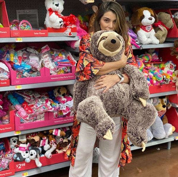 Colombian actress Marilyn Patino pictured in an Instagram post where she cuddles up to a sloth. She appeared to mistake the animal for a koala.