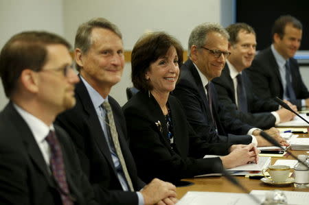 Assistant U.S. Secretary of State for Western Hemisphere Affairs Roberta Jacobson sits with her delegation at the fourth round of closed talks to re-establish diplomatic relations between the United States and Cuba at the State Department in Washington May 21, 2015. REUTERS/Kevin Lamarque