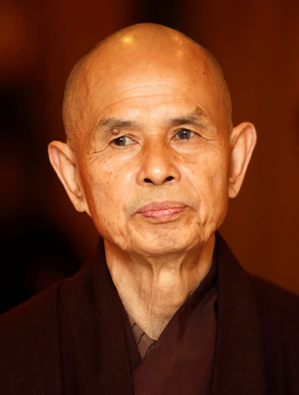 FILE PHOTO: French-based Buddhist zen master Thich Nhat Hanh is seen during his arrival at Suvarnabhumi airport in Bangkok