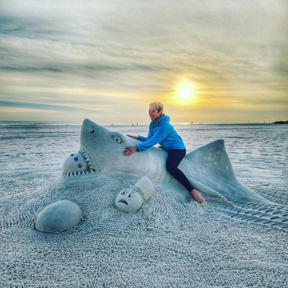 Hawkins and a sand shark. (@sand_castle_university via Instagram)