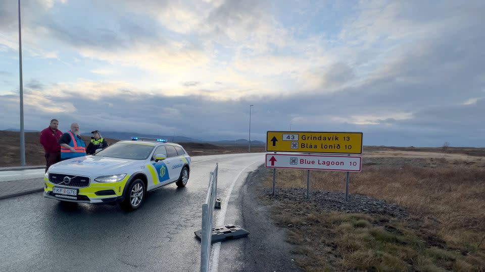 Police close the road to Grindavík on November 12, 2023. - Micah Garen/Getty Images