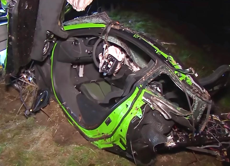 The supercar was destroyed in the crash, which claimed the life of a female passenger (Picture: Central European News)