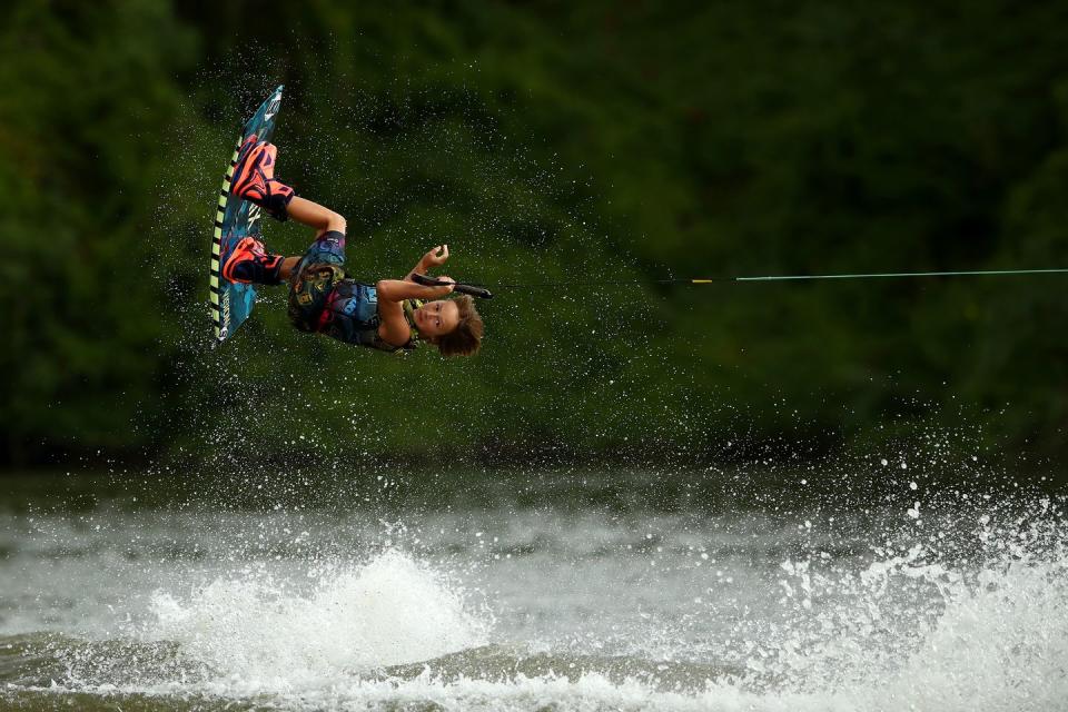 <p>Jett Ellis competes in the 10-14 Boys NSW Wakeboarding State Titles at Governor Phillip Park, Windsor in Sydney, Australia, February 26, 2017. </p>