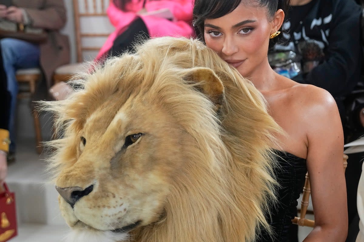 Kylie Jenner wore the Italian brand’s lion design to attend Couture Fashion Week in Paris (AP)