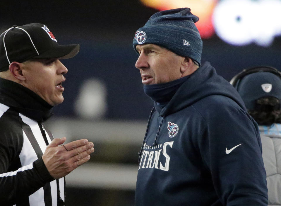 Titans coach Mike Mularkey had beef with an official. Tennessee fans may have had beef with some of the play-calling overall. (AP) 