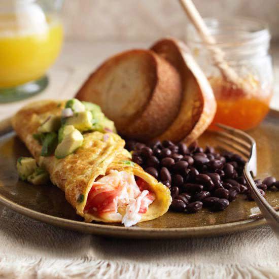 Seafood Omelet with Avocado Salsa
