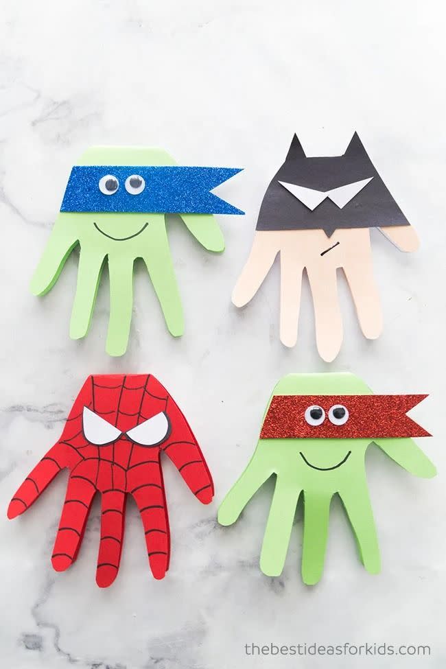 6) Superhero Handprint Cards