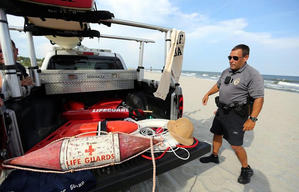 Since his early days as a beach monkey, Duke Brown has an old buoy from 50 years ago. Brown is with Horry County Police Beach Patrol.