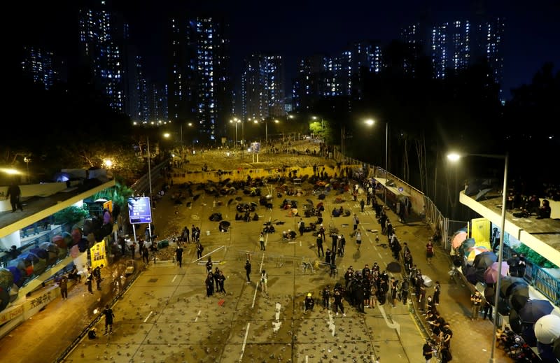 Protesters at the Chinese University in Hong Kong