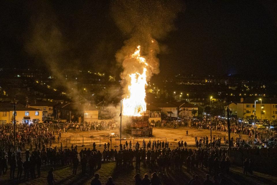 Police continue to investigate reports that shots were fired at a nationalist bonfire in Londonderry (PA) (PA Wire)