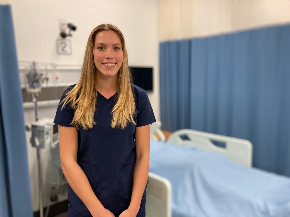 First-year Seneca College student Hannah DeVries dreams of becoming a nurse. Nursing school has long been a competitive program to pursue, but COVID-19 has underlined the need to expand student spots to help tackle critical demand in the workforce. (Keith Burgess/CBC - image credit)