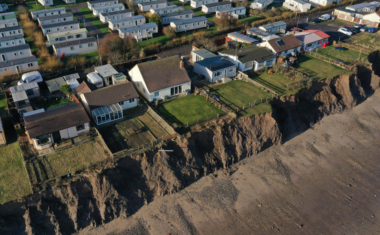 Houses on the coastline in Skipsea, East Ridings of Yorkshire (Picture: PA)