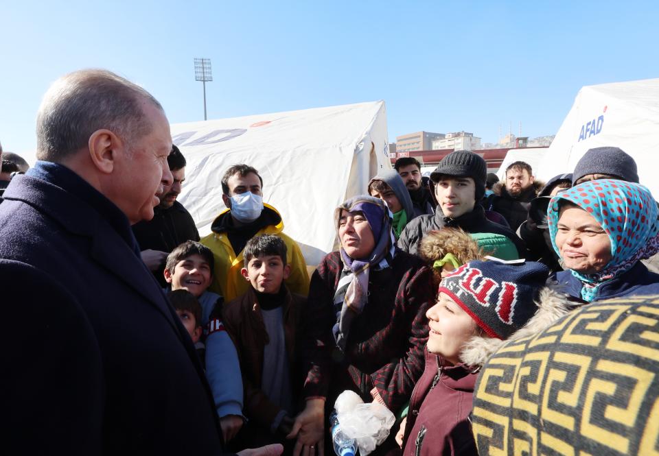 Recep Tayyip Erdogan visited Kahranmaras on Wednesday (EPA/MURAT CETINMUHURDAR/TURKISH PRESIDENTIAL PRESS OFFICE)