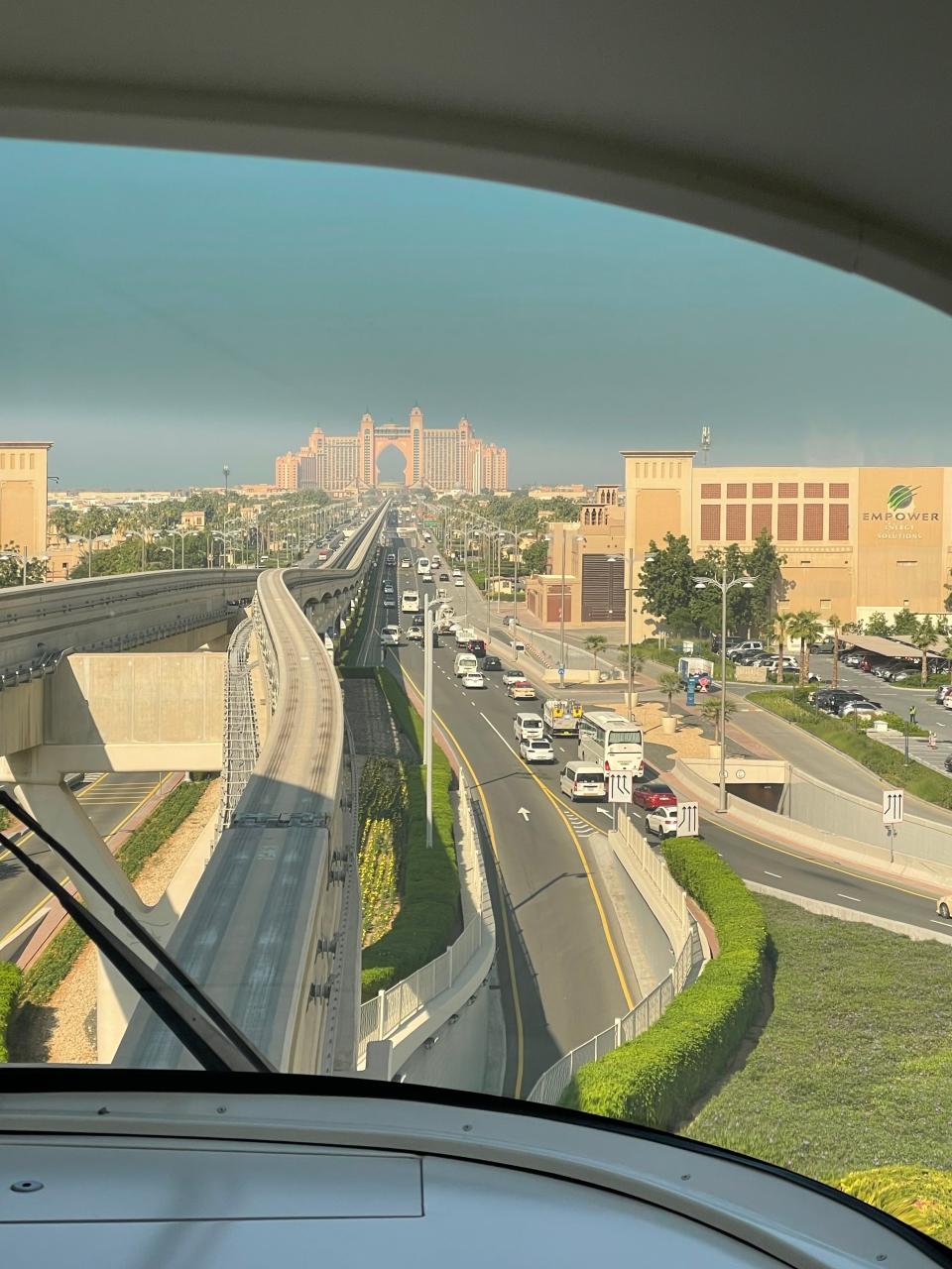 A view of Atlantis, The Palm resort from the monorail.