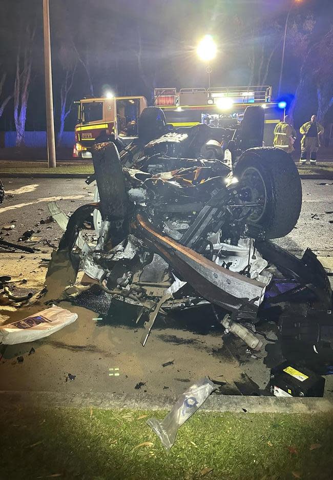 A Mercedes-Benz and LandCruiser crashed in suburban Forest Lake, leaving five people seriously injured. Picture : Queensland Ambulance Service