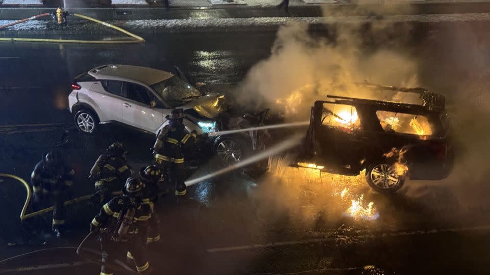 Lorne Mauldin was attending a concert at the Kodak Center in Rochester, New York, when he witnessed the deadly car crash that happened outside the venue early New Year's Day. Mauldin told CNN he took this image about 20 minutes after the crash. - Courtesy Lorne Mauldin