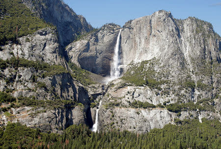 FILE PHOTO: Yosemite Falls is seen from a helicopter carrying the press corps traveling with U.S. President Barack Obama in Yosemite National Park, California, U.S. on June 19, 2016. REUTERS/Joshua Roberts/File Photo