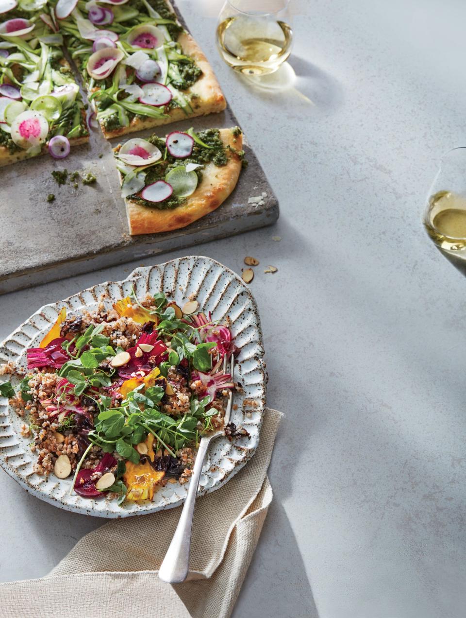 Flatbread with Kelp-Walnut Pesto and Asparagus