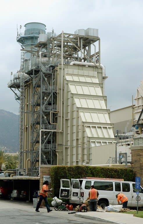 The Burbank Water and Power natural gas-fueled power plant operates on June 24, 2013 in Burbank, California