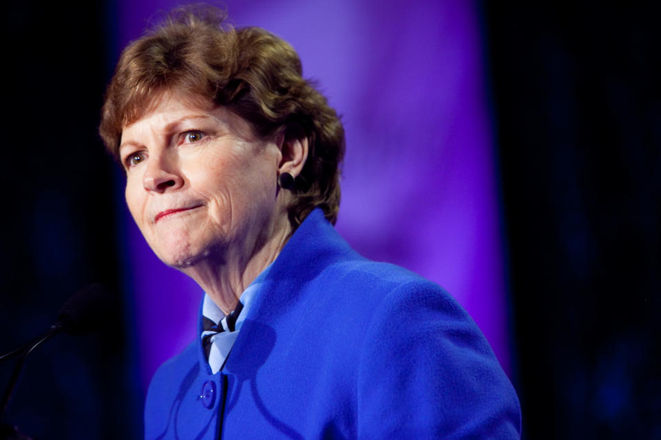 <a href="http://www.senate.gov/artandhistory/history/common/briefing/women_senators.htm"><strong>Served from:</strong></a> 2009 to present   Sen. Jeanne Shaheen (D-N.H.) speaks at a luncheon to mark the 36th anniversary of Roe v. Wade on January 27, 2009 in Washington. (Photo by Brendan Hoffman/Getty Images) 