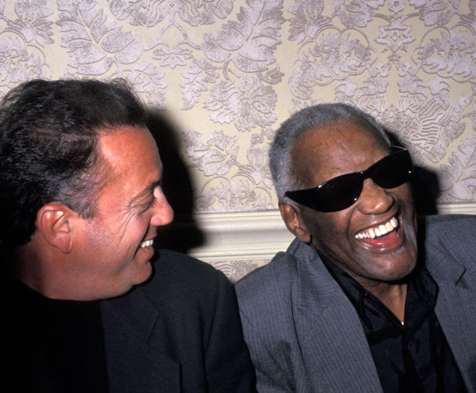 Billy Joel and Ray Charles share a laugh in 1993, the year Joel released ‘River of Dreams,’ his most recent album of new music. <a href="https://www.gettyimages.com/detail/news-photo/billy-joel-and-ray-charles-during-songwriters-hall-of-fame-news-photo/105403617?adppopup=true" rel="nofollow noopener" target="_blank" data-ylk="slk:Ron Galella/Getty Images;elm:context_link;itc:0;sec:content-canvas" class="link ">Ron Galella/Getty Images</a>