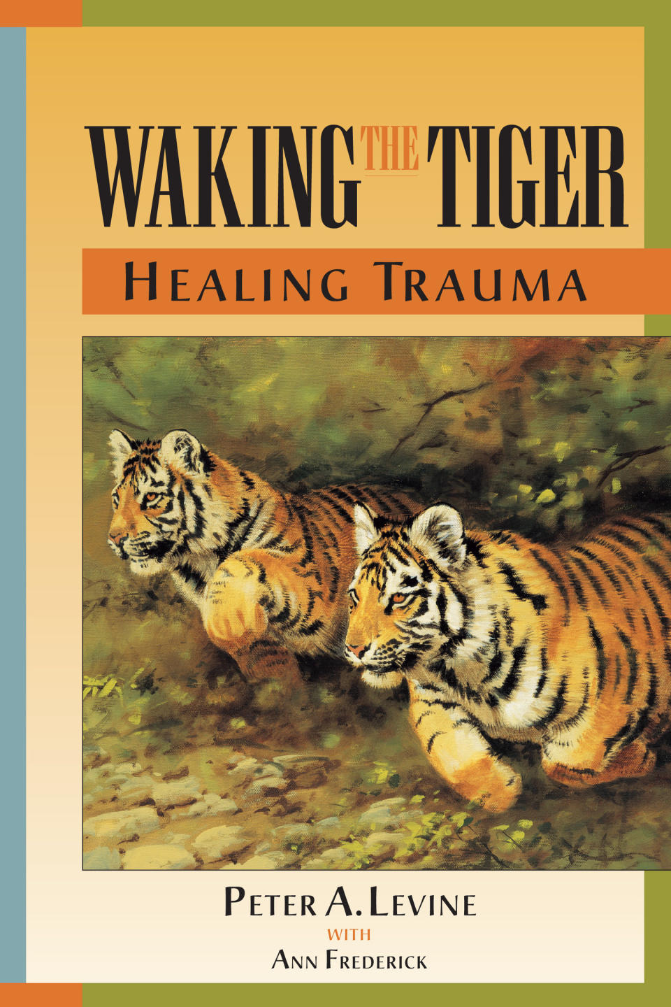 Waking the Tiger is a good resource to get acquainted with the somatic approach. It has a somewhat messy structure, but it tells the essence of the matter. Peter A. Levine says trauma only occurs in pets and humans. He tries to solve these traumas by likening them to the trauma response system that wild animals experience. Levine employs a series of exercises that focus on bodily sensations to lessen the trauma response.