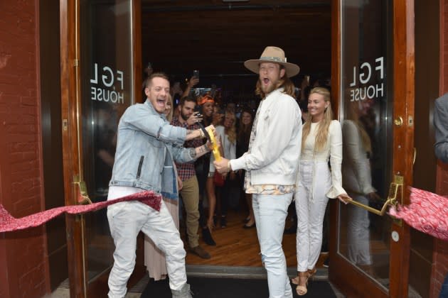 Tyler Hubbard and Brian Kelley celebrate the opening of FGL House in 2017. The Nashville bar will be replaced by Lainey Wilson's new venue. - Credit: John Shearer/GettyImages
