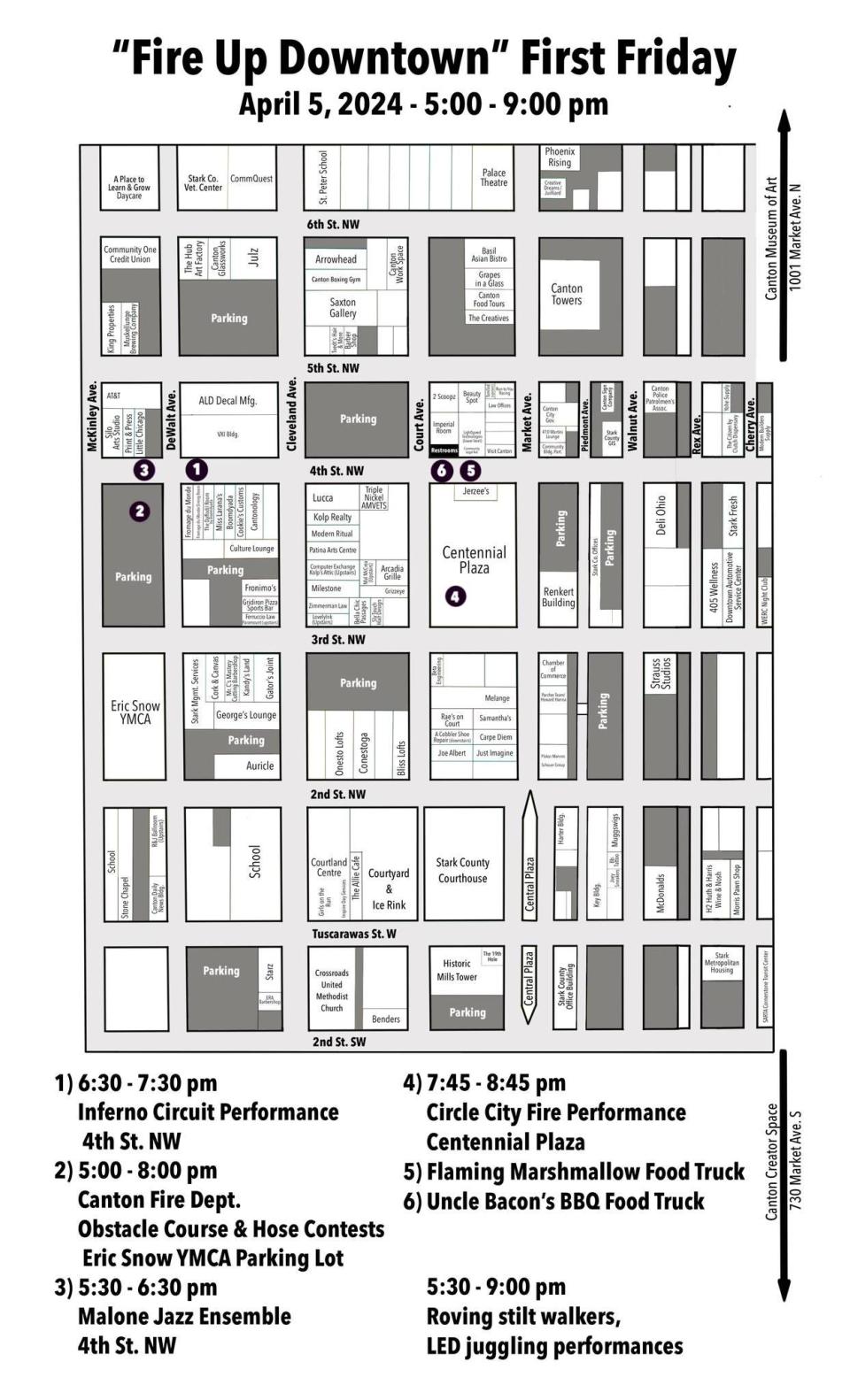 April's theme for Canton First Friday will be "Fire Up Downtown," featuring fire artistry performances.