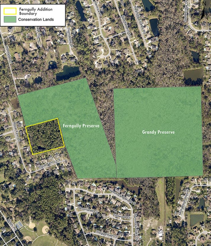 The North Florida Land Trust has raised $62,500 to buy a 4.5-acre addition to Jacksonville's city-owned Ferngully Preserve off Woodside Lane in Mandarin.
