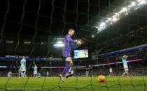 Football Soccer - Manchester City v Tottenham Hotspur - Barclays Premier League - Etihad Stadium - 14/2/16 Manchester City's Joe Hart looks dejected after Christian Eriksen (not pictured) scores the second goal for Tottenham Action Images via Reuters / Lee Smith Livepic EDITORIAL USE ONLY. No use with unauthorized audio, video, data, fixture lists, club/league logos or "live" services. Online in-match use limited to 45 images, no video emulation. No use in betting, games or single club/league/player publications. Please contact your account representative for further details.