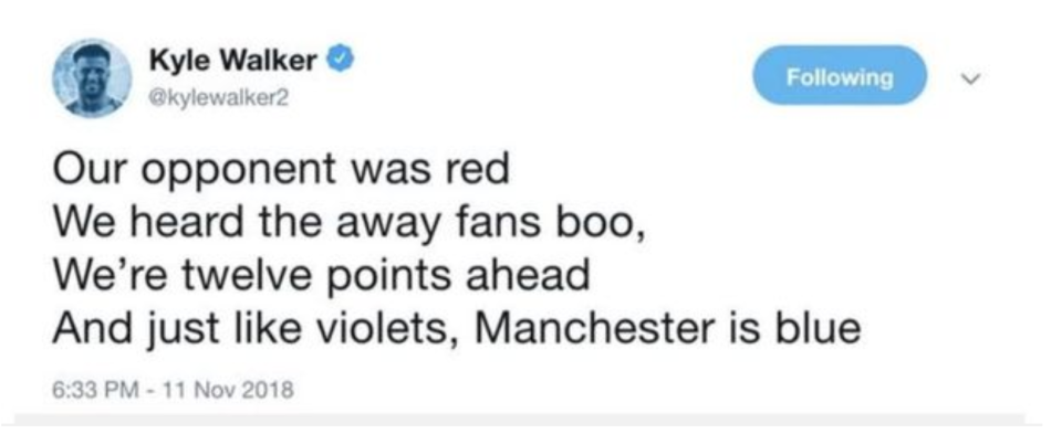 Kyle Walker deleted this poem from his Twitter account