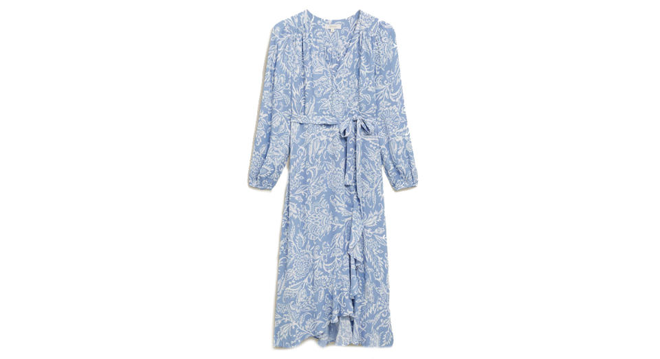 Floral Blouson Sleeve Midaxi Wrap Dress