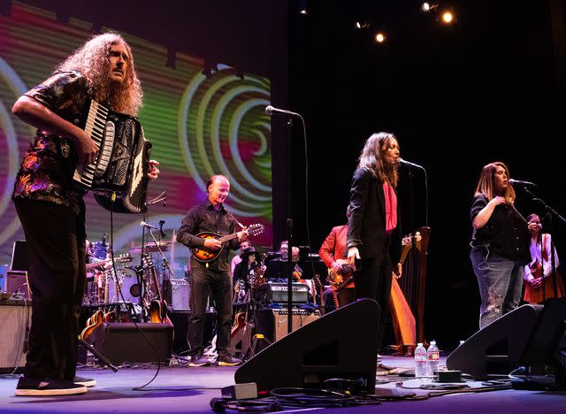 <p>Scott Dudelson/Getty</p> Weird Al Yankovic, Susanna Hoffs, and Owen Elliot-Kugel during the 50th Anniversary All-Star Celebration Of The Nuggets Compilation Album on May 19, 2023 in Glendale, California.