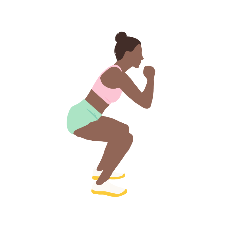 Hamstring Exercises: Bodyweight Squat Illustration
