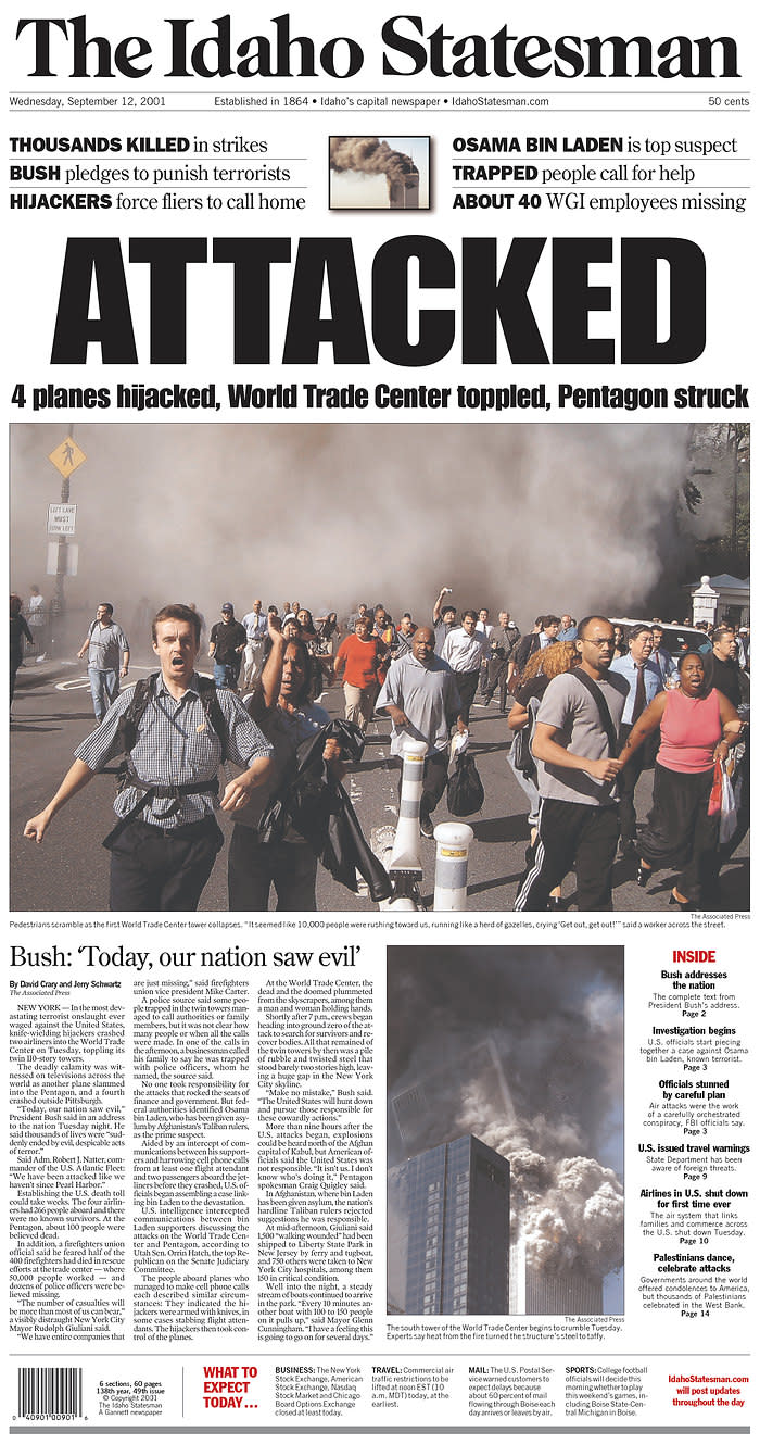 How the 9/11 attacks were reported on front pages around the world