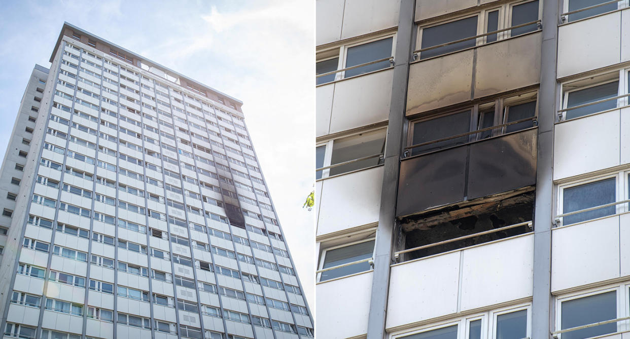 Sixty firefighters fought a blaze on the 12th floor of a building just a mile from Grenfell Tower (SWNS) 