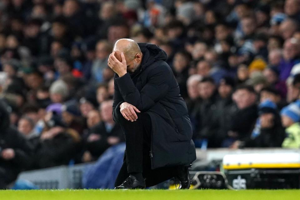 Manchester City manager Pep Guardiola is frustrated (Martin Rickett/PA) (PA Wire)