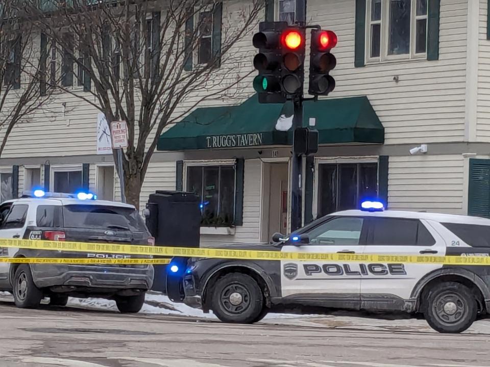 Burlington Police Department officers respond to a hostage situation at T Ruggs Tavern on Jan. 23, 2024.