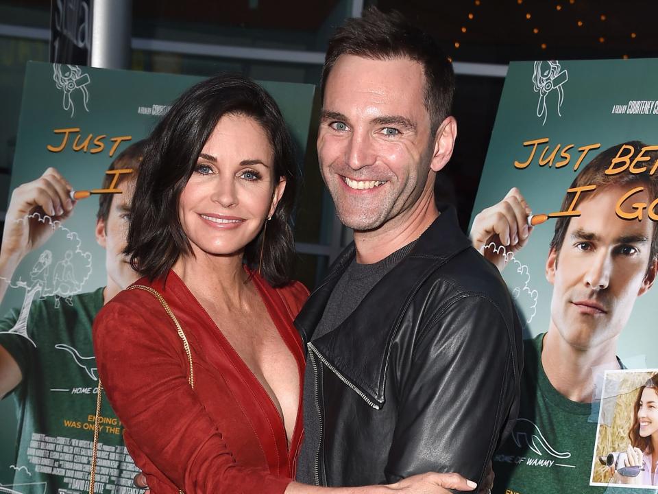 Courteney Cox and Johnny McDaid arrives at the "Just Before I Go" - Los Angeles Special Screening at ArcLight Hollywood on April 20, 2015 in Hollywood, California