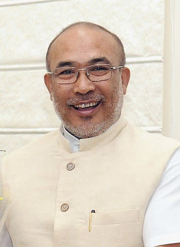 The former footballer and journalist, who was the Minister of Irrigation & Flood Control and Youth Affairs & Sports under the Congress government, quit the Manipur Legislative Assembly and the Manipur Pradesh Congress Committee in 2015, in protest against the then CM Okram Ibobo Singh, with whom his relationship soured after he was excluded from the cabinet. Singh joined BJP on October 17, 2016, and became the Spokesperson and Co-convener of the Election Management Committee of BJP Manipur Pradesh. In March 2017, Singh was elected as the leader of the BJP Legislative Party in Manipur. He went on to head the state’s first BJP-led government after he won a floor test in the assembly by voice vote. <em><strong>Image credit:</strong></em> By Vice President's Secretariat (GODL-India), GODL-India, https://commons.wikimedia.org/w/index.php?curid=81024227