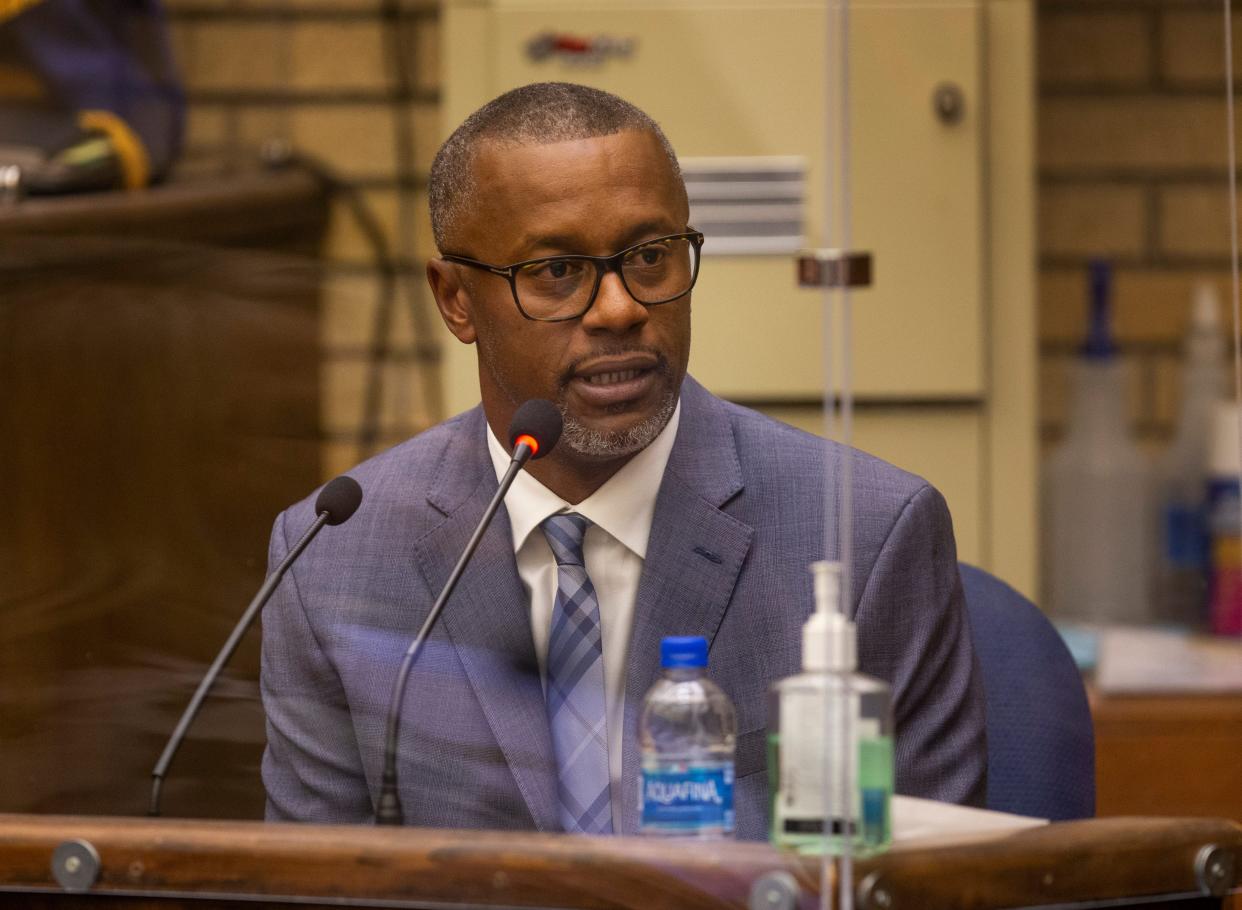 Willie Taggart testifies Thursday in Eugene, Oregon during the civil trial over a lawsuit brought against him, former strength coach Irele Oderinde, the University of Oregon and the NCAA by former player Doug Brenner.